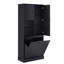 Grande armoire de rangement avec tablettes réglables, grand panier rabattable et armoires fermées-500575332