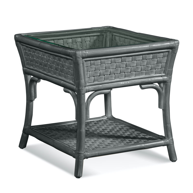 Boca Glass Top End Table, Nickel