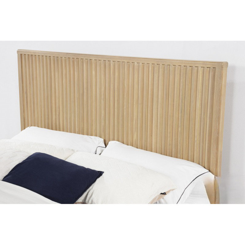 Tête de lit plateforme moderne en bois avec panneaux cannelés, Grand
