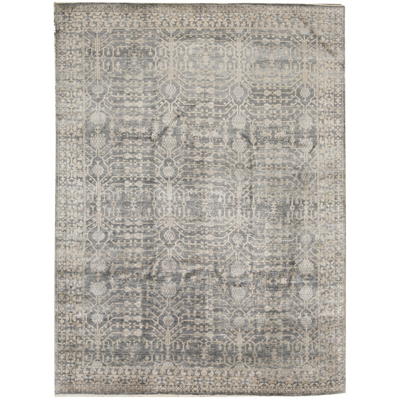 Tapis oriental gris / ivoire noué à la main Neo Villa, Rectangle 8 pi x 9 pi 10 po