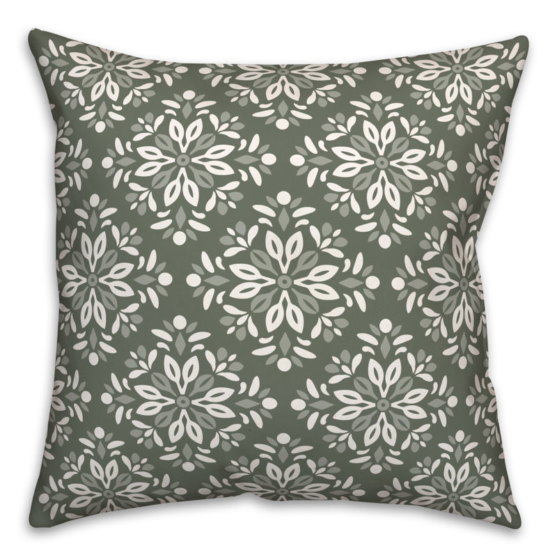 Medallion Outdoor Reversible Throw Pillow, H 18 po x l 18 po, Sauge