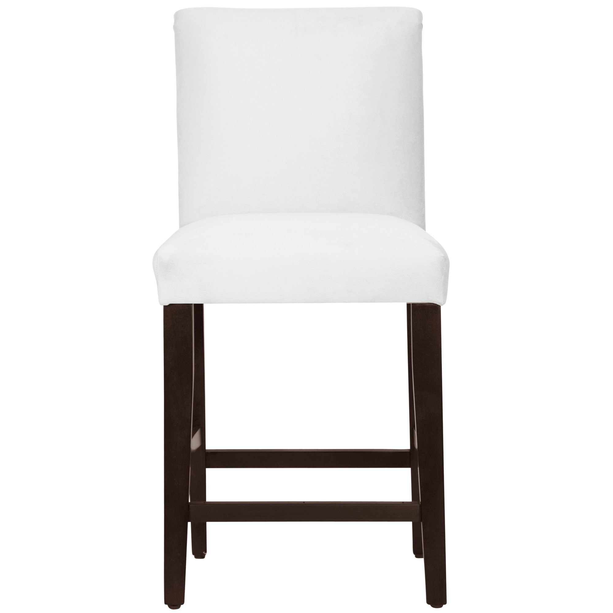 Hadrien Upholstered Stool, Classic White Velvet, Espresso, Counter Stool (26" Seat Height)
