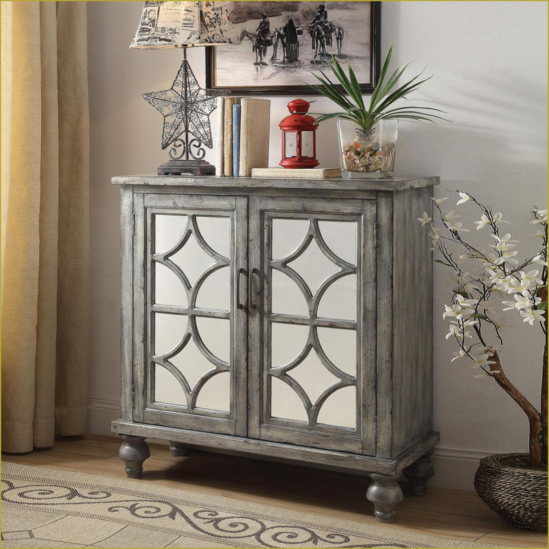 Table basse grise antique avec queue d'aronde française Fond arqué - Rangement durable pour le vestibule du salon