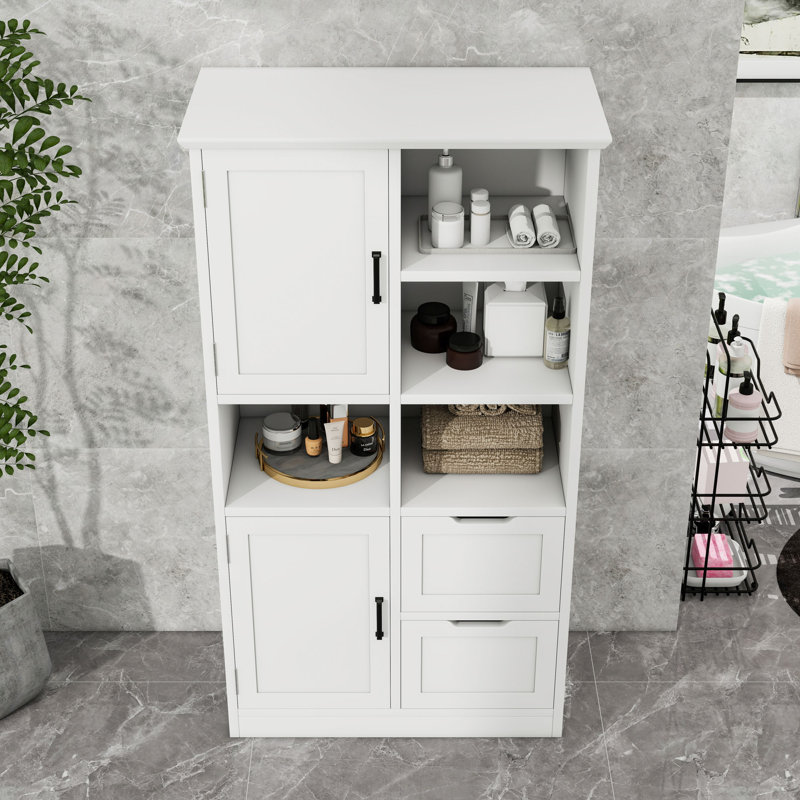 Bathroom Storage Cabinet with Drawers, Storage Shelves and Doors