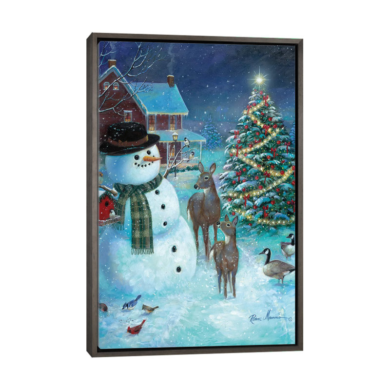 Frosty and Friends par Ruane Manning - reproduction d'art, H 26 po x l 18 po x 1,5 po, Toile avec cadre gris, Aucun mat