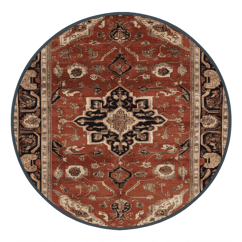 Tapis brun lavable à la machine, Rond 6 pi