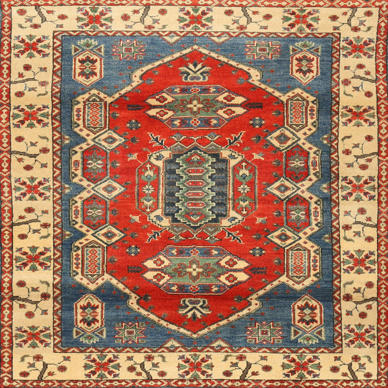 Tapis beige Southwestern, Carré 7 pi