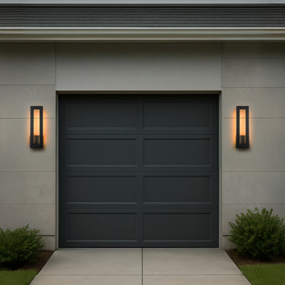 H20'' Modern Outdoor Integrated Led Wall Light 24w Matte Black Linear Exterior Sconce With Frosted Acrylic Shade Up/down Wall Mount For Porch Patio Garage Entryway