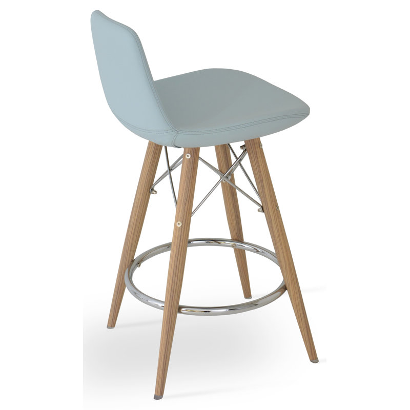 Pera 24" Bar Stool, Natural/Black, Red, Leatherette-PPM
