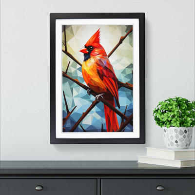 Cardinal Bird Geometric - Single Picture Frame Print on Wood