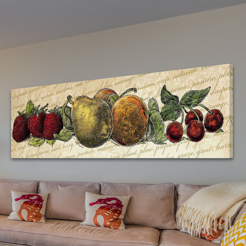 Green and Red Fruit Canvas Wall Art, 30" x 10"