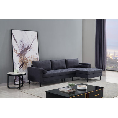 Quakertown Velvet L-Shaped Sectional
