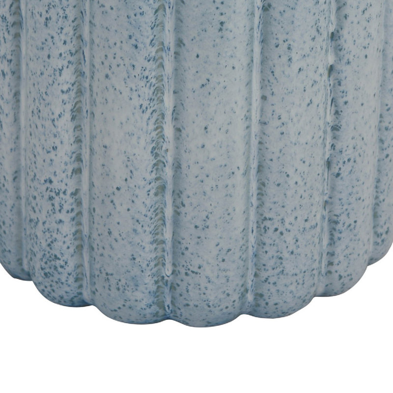 Pot à fleurs festonné, forme cylindrique, céramique bleue moucheté 11 pouces