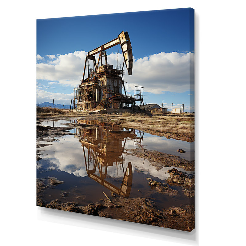 «Oil Drilling Rig Fields Horizon I», reproduction sur toile, Toile tendue, H 32 po x l 24 po x P 1 po