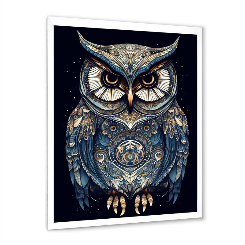 Hibou blanc magique - impression, H 44 po x l 34 po x P 1,5 po, Cadre photo blanc