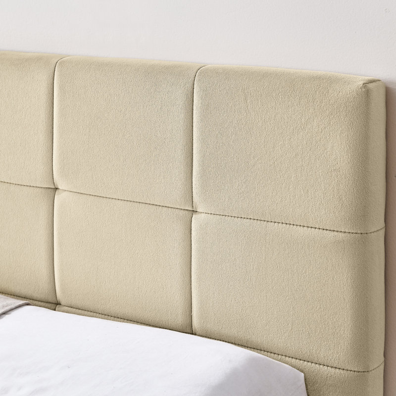 Lit de jour double avec revêtement en velours pour la chambre à coucher et le salon, structure de lit tapissier beige, Beige
