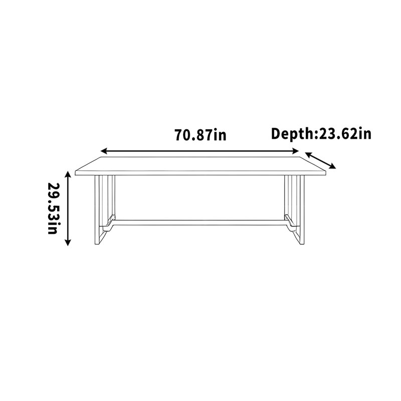 Long desk simple and integrated table white, 29.53" H x 70.87" W x 23.62" D