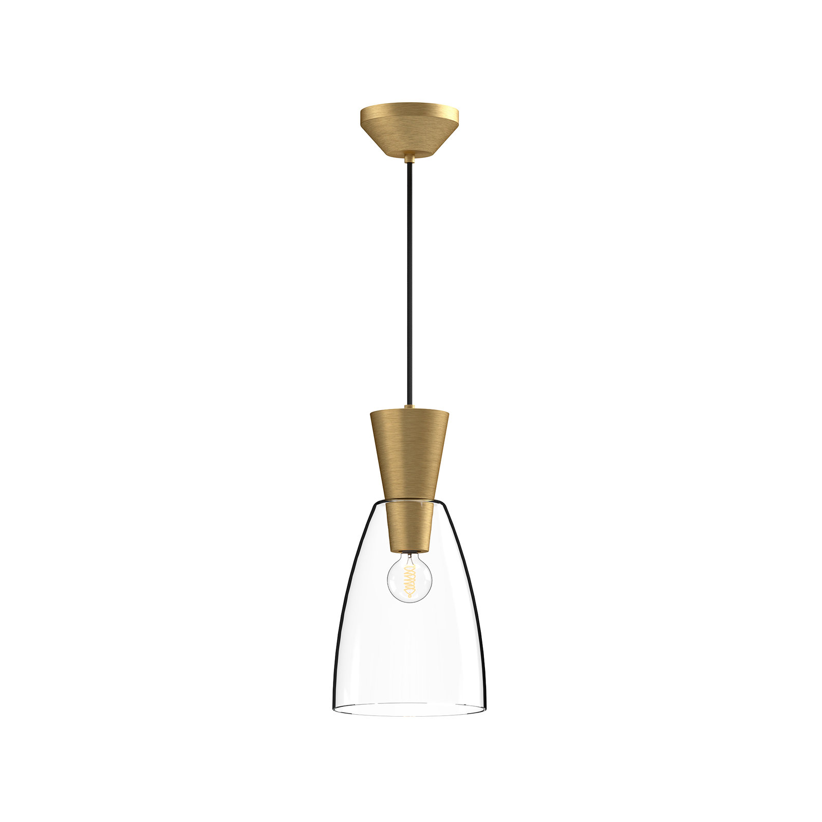 Moxie Single Light Glass Dimmable Pendant, Brushed Gold