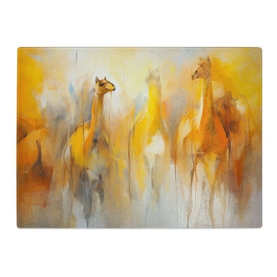 Camel Abstract  Glass Chopping Board