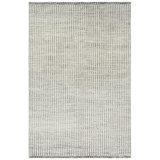 Organic Hand Knotted Striped Area Rug in White/Gray