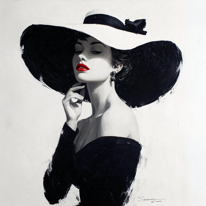 «Timeless Glamour Woman», art mural sur toile tendue, H 20 po x l 20 po
