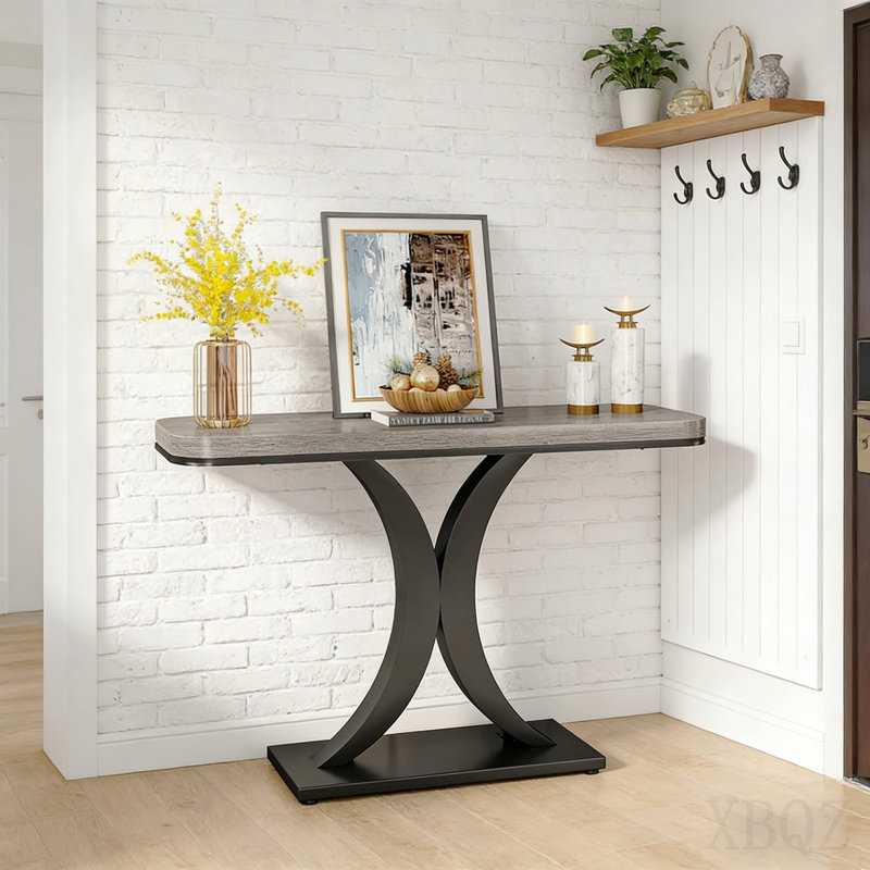 Console compacte, table de vestibule de style industriel moderne, table de canapé robuste