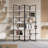 Golden Metal Frame Folding White Bookcase, Wide Panel, Large 71 Inch Etagere Display Shelf-864969120-866516492