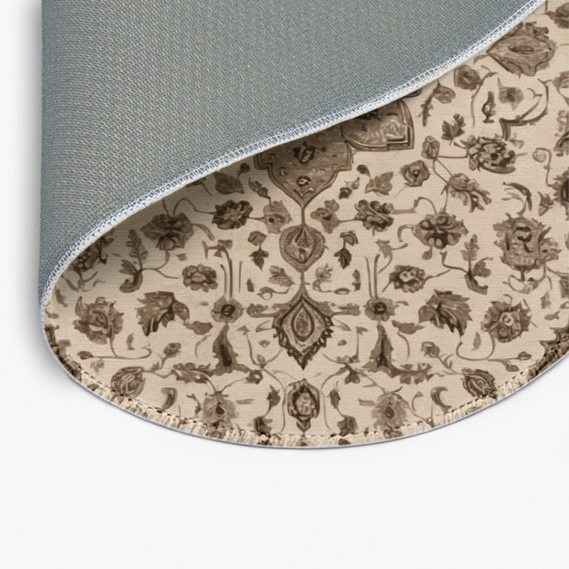 Tapis gris d'intérieur et d'extérieur Tabriz, Rond 5 pi