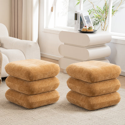 Modern Upholstered Square Swivel-Top Ottoman