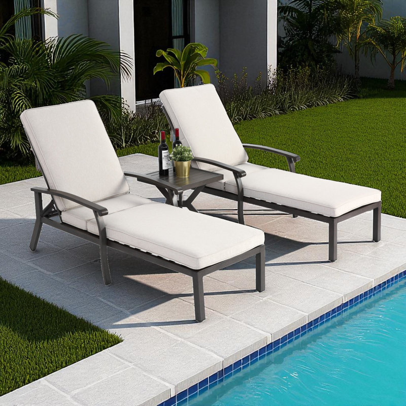 Chaise longue d'extérieur en aluminium Cheshire, Beige