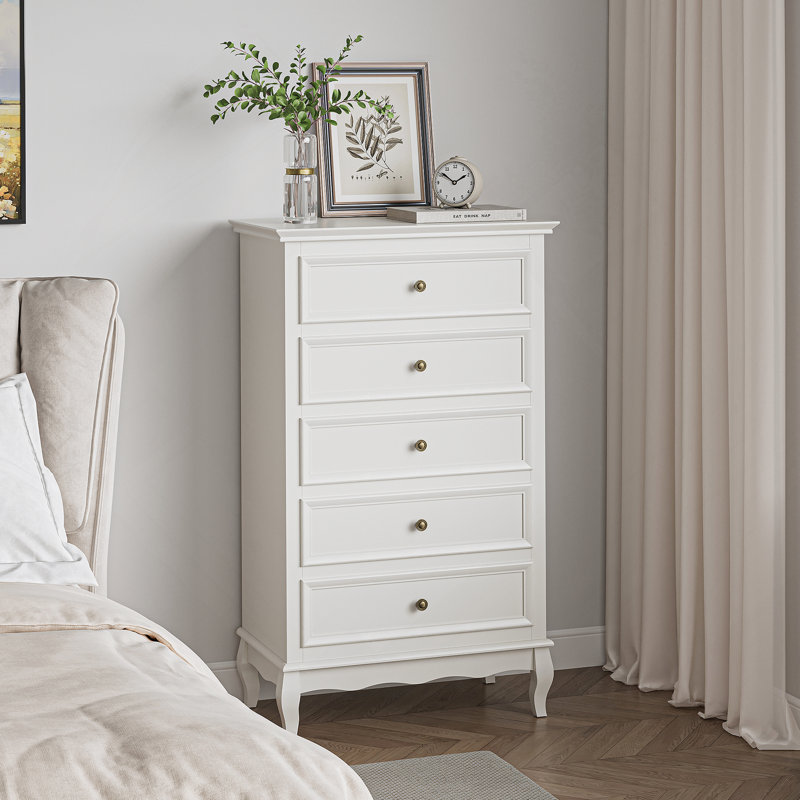 Commode verticale en bois manufacturé avec 5 tiroirs
