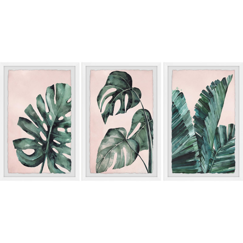 Sciotodale Palmera dans un triptyque rose, H 45 po x l 30 po x P 1,5 po