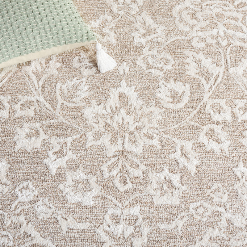 Sazi Hand Tufted Wool Pile Damask Rug, Rectangle 5' x 8'