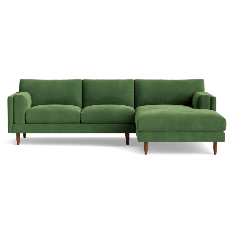 Skinny Fat Chaise Sectional, Right Hand Facing, Performance Velvet - Ivy