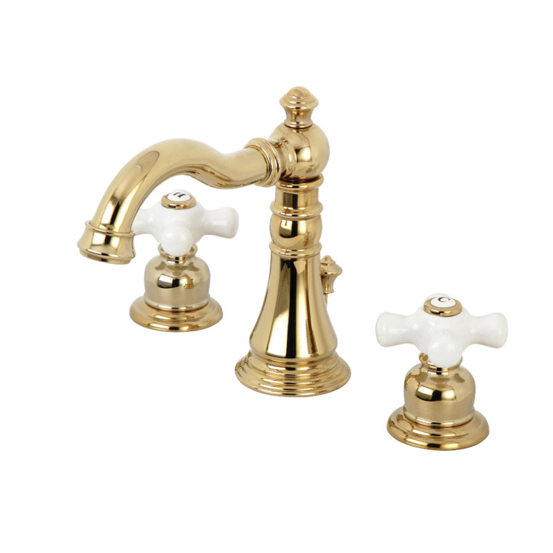 Robinet de salle de bain espacé avec ensemble de drain American Classic, Laiton poli