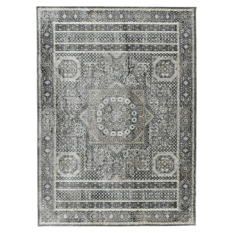 Tapis oriental bleu / brun / gris Caulkins, Rectangle 2 pi x 3 pi 3 po