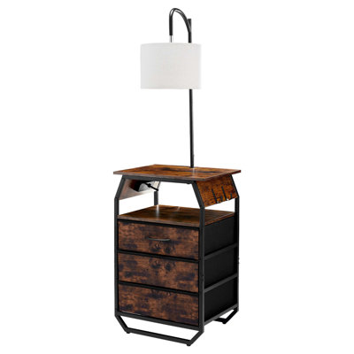 Lampe sur pied moderne avec table d'appoint, éclairage 3 couleurs et ports de chargement
