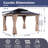 Cedar Wood Patio Gazebo, Double Metal Roof Hardtop Gazebo with curtain and Screen-112324283-112324282