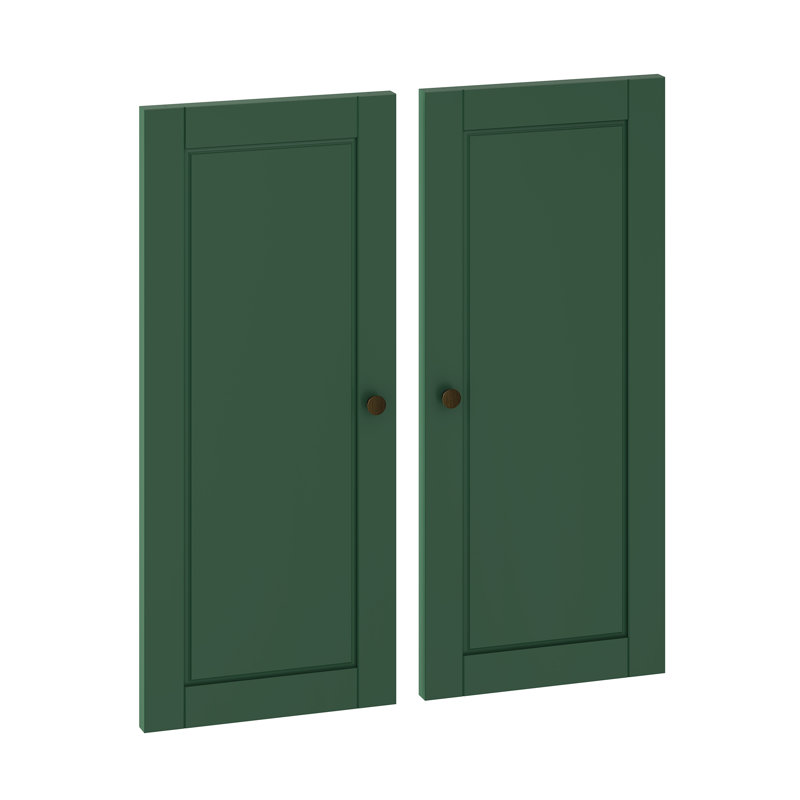 Ensemble de porte double à panneau surélevé 100% bois massif Bryannah, Vert