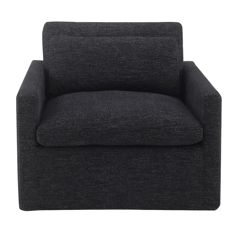 Pradyoth Swivel Upholstered Accent Chair with 1 Toss Pillow, Dark Gray