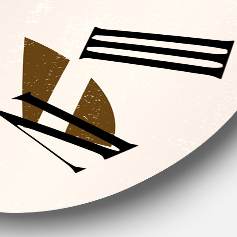 Abstrait abstrait soleil et lune dans les tons de terre IV - horloge murale moderne, Grand