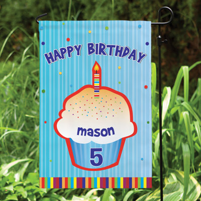 Drapeau de jardin personnalisé en polyester 18 x 12 po Mote Happy Birthday