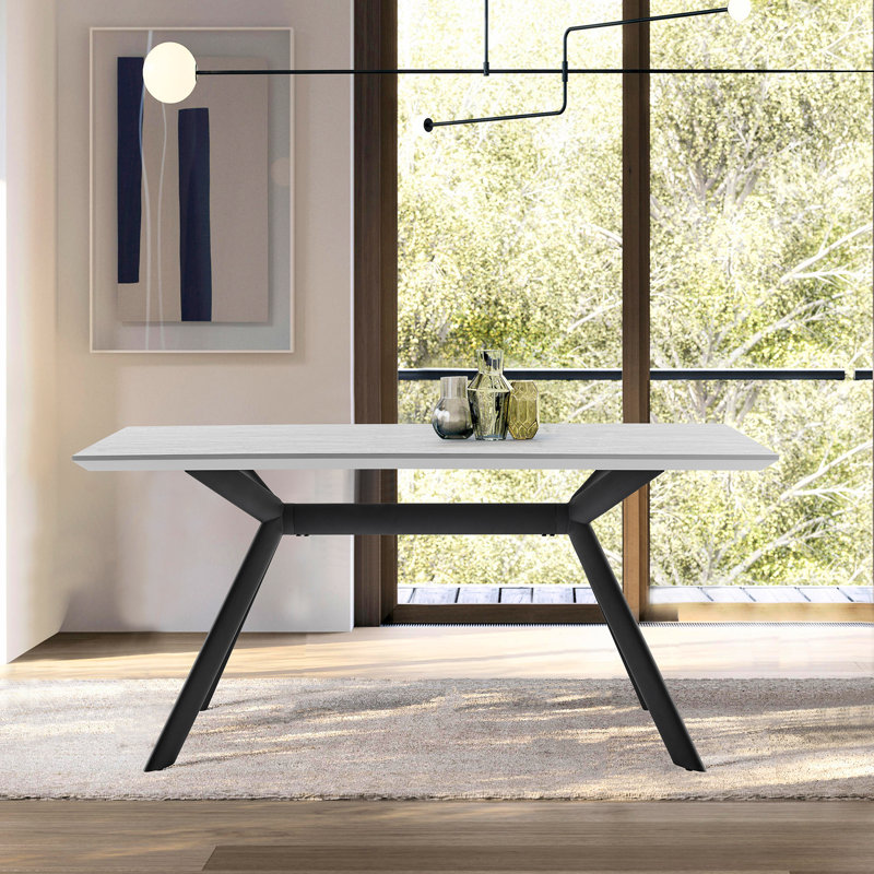 Barri Metal Base Dining Table, Light Gray