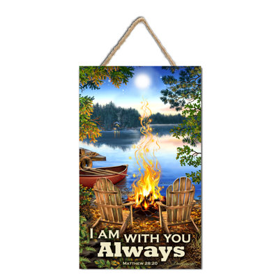 Lakeside Wooden Sign with Rope Hanger