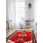 Tapis rouge en laine noué à la main de conception unique 5 pi 7 po x 8 pi 10 po 1990h Jhovan