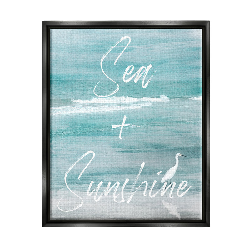 Expression de la mer et du soleil, Cadre flottant noir de jais, H 21 po x l 17 po x P 1,7 po