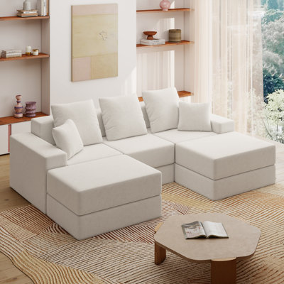 101" Modular Sectional Compression Couch U Shaped Sectional Sofa with Ottomans for Living Room
