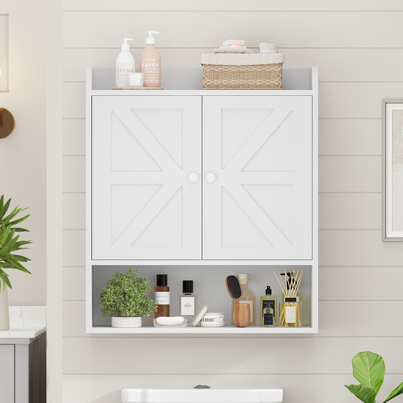 Dorset 21.85''W X 26''H Wall Mounted Bathroom Cabinet, Bathroom Storage Cabinet With Two Doors, Adjustable Shelves, Open Shelf