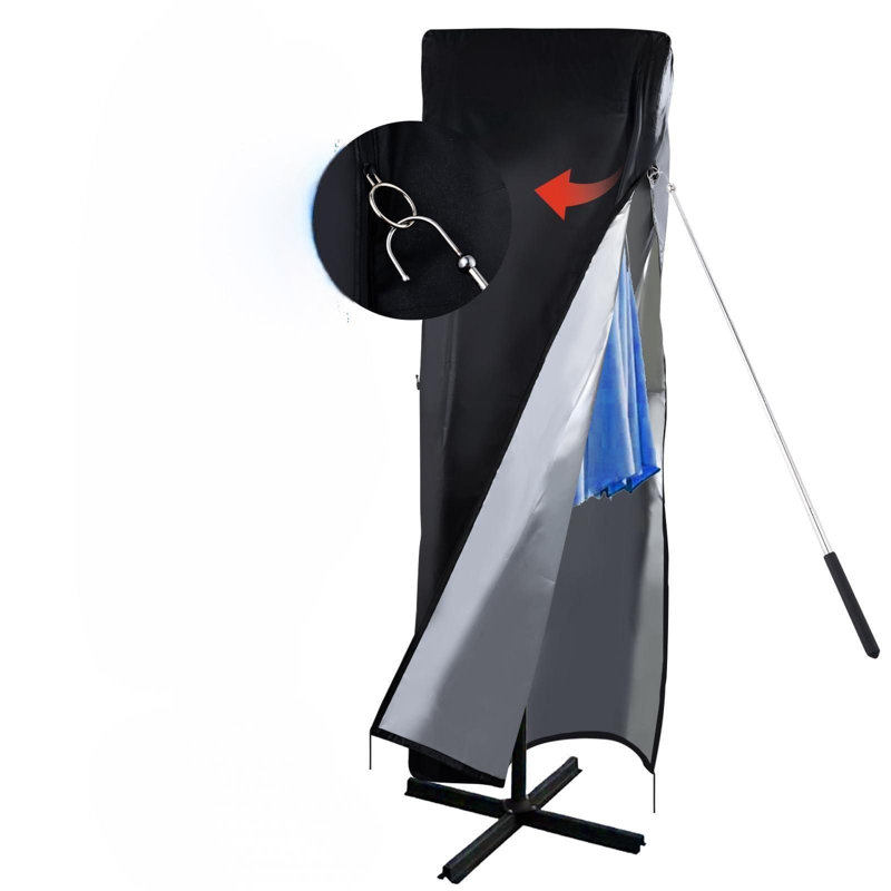Umbrella Cover 420D Waterproof Outdoor,Patio Umbrella Parasol Cover,Waterproof Zipper & Top Vent,Windproof ,Anti-UV,Large Umbrellas Covers,Garden Umbrellas Covers,Fits Double-Sided Umbrella 13-15 Ft