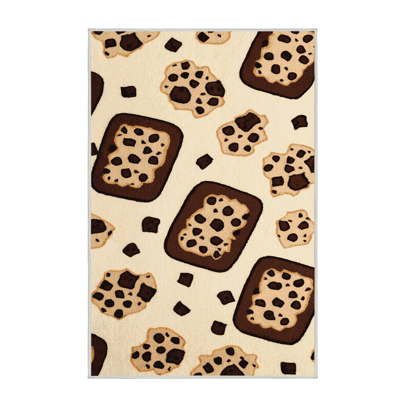  Tapis crème glacé à motif de biscuits lavables, Rectangle 6 pi x 9 pi